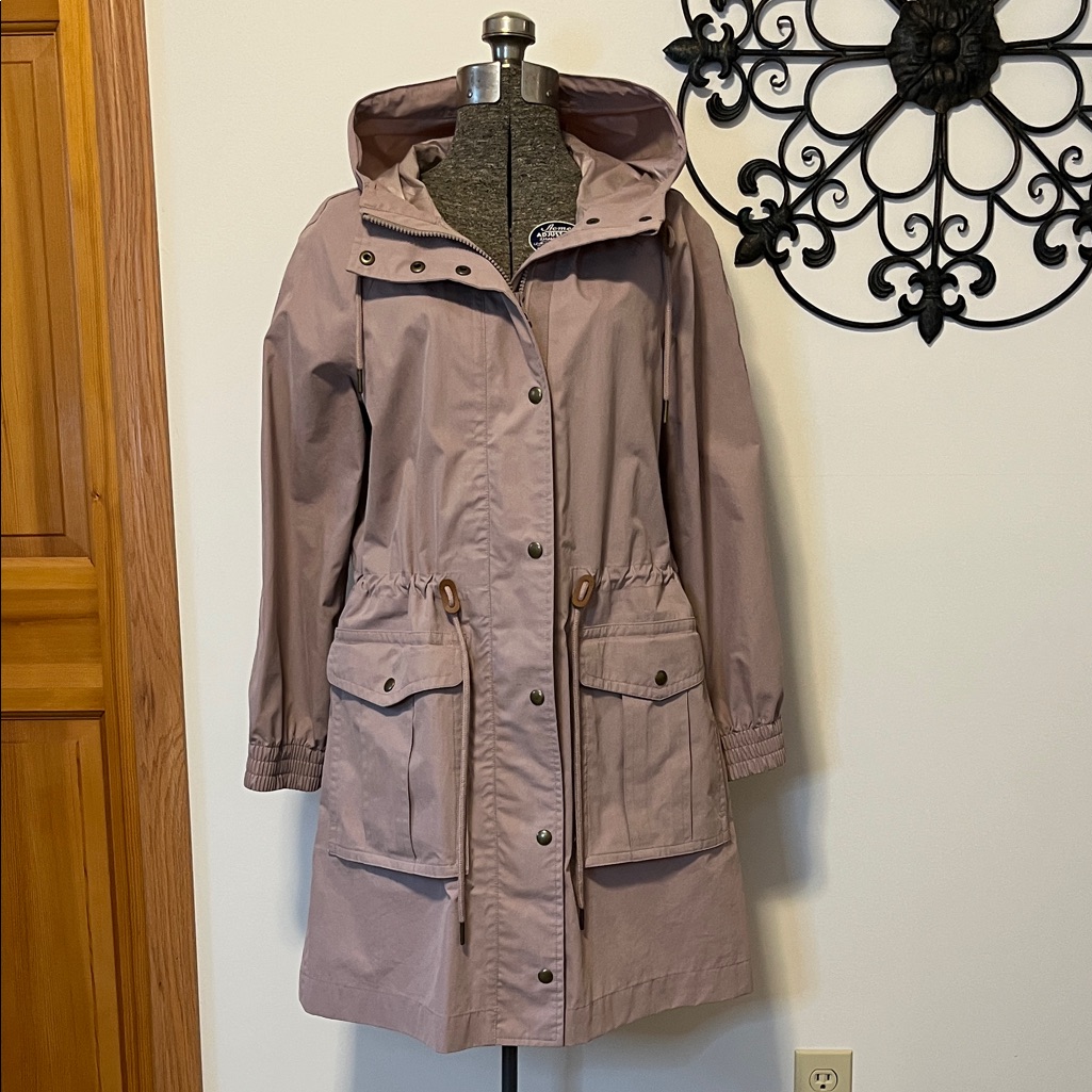 Madewell Women's Utility Jacket/Rain Jack With Hood In Khaki